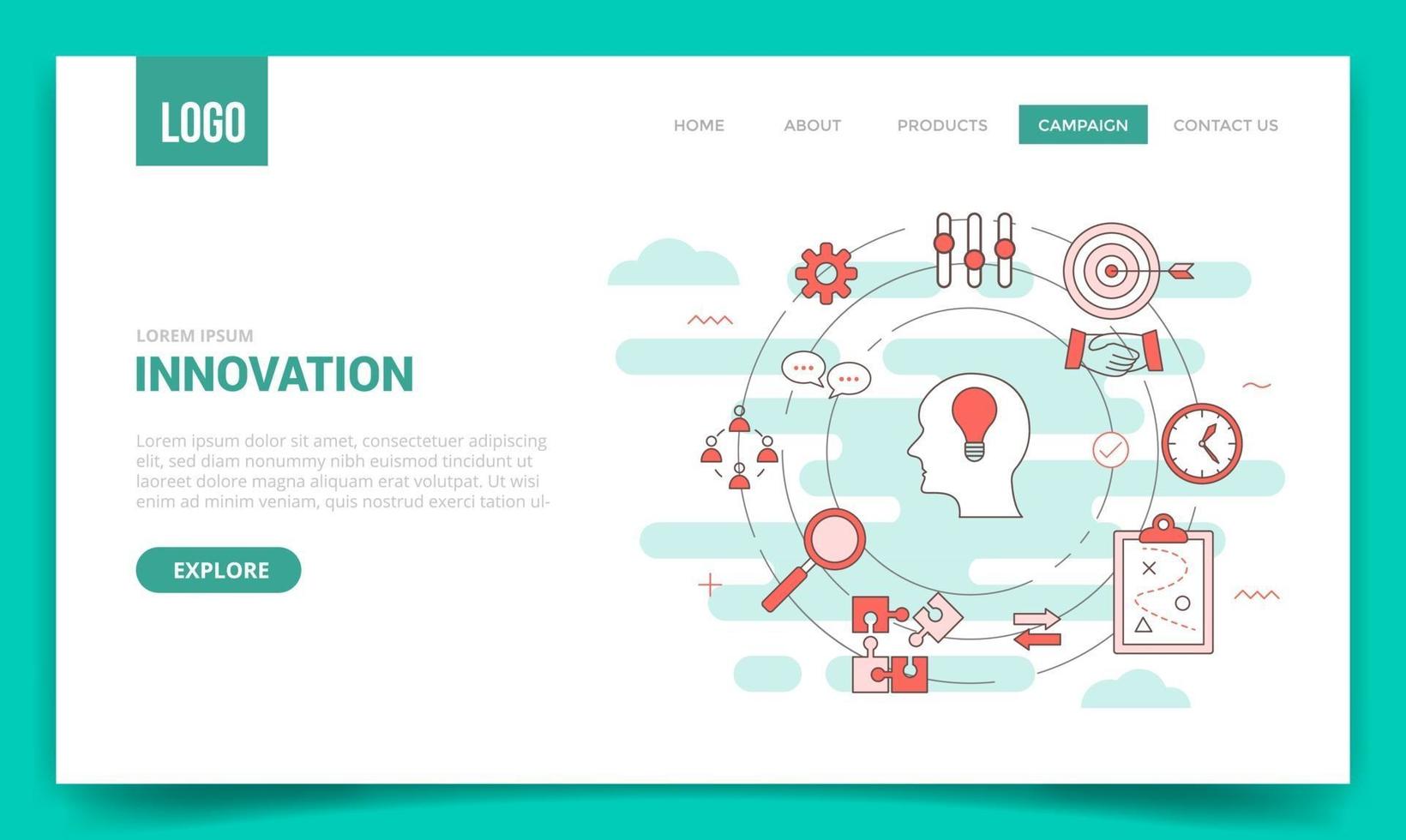 innovation concept with circle icon for website template or landing vector