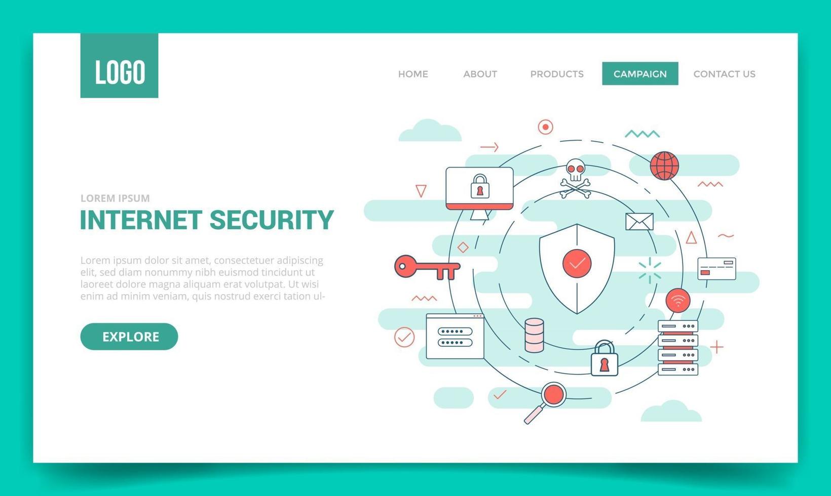 internet security concept with circle icon for website template vector