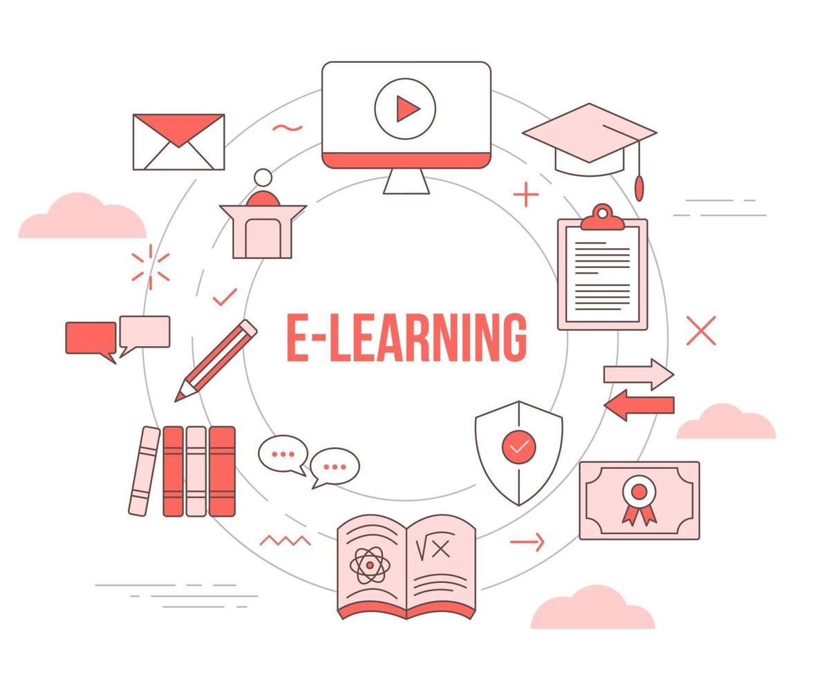 e-learning concept video tutorial vector