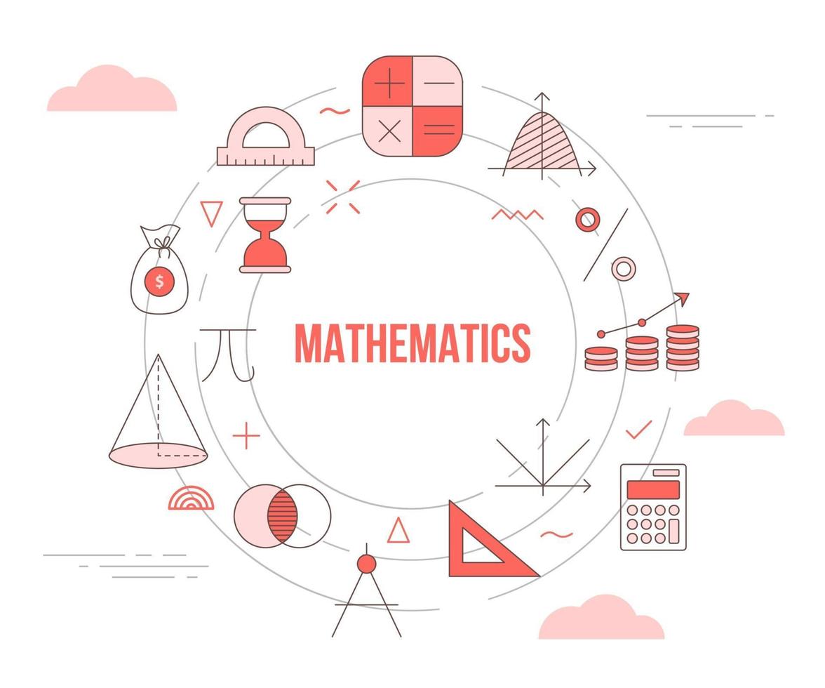 concepto de matemáticas con plantilla de conjunto de iconos vector