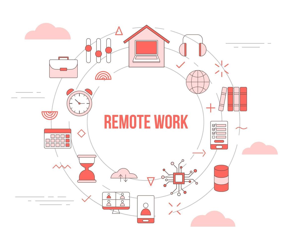 remote work concept with icon set template banner vector