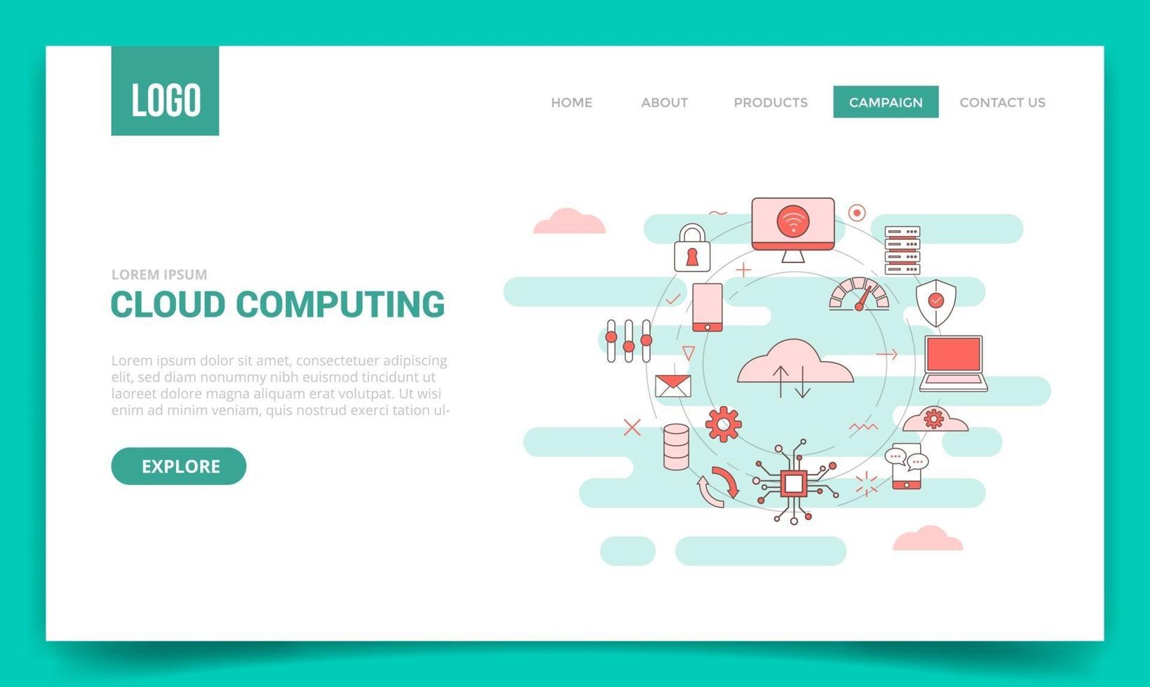 concepto de computación en la nube vector