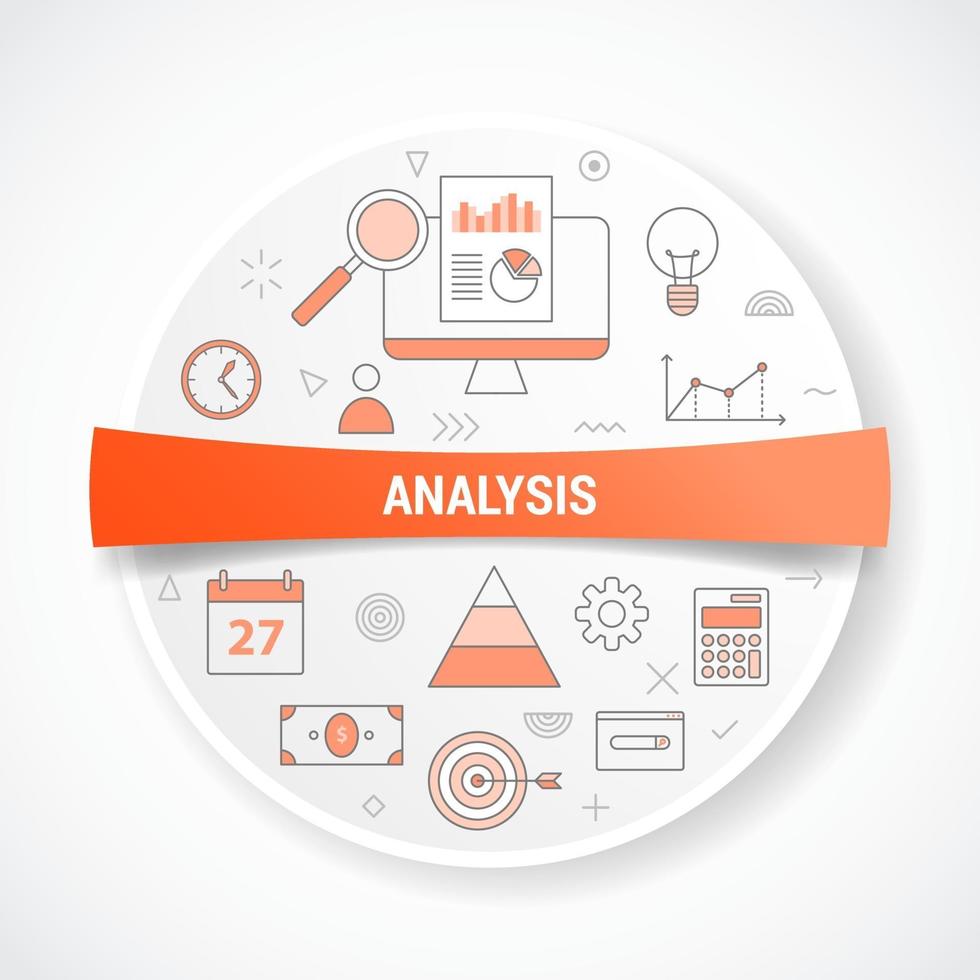 business analysis with icon concept with round or circle shape vector