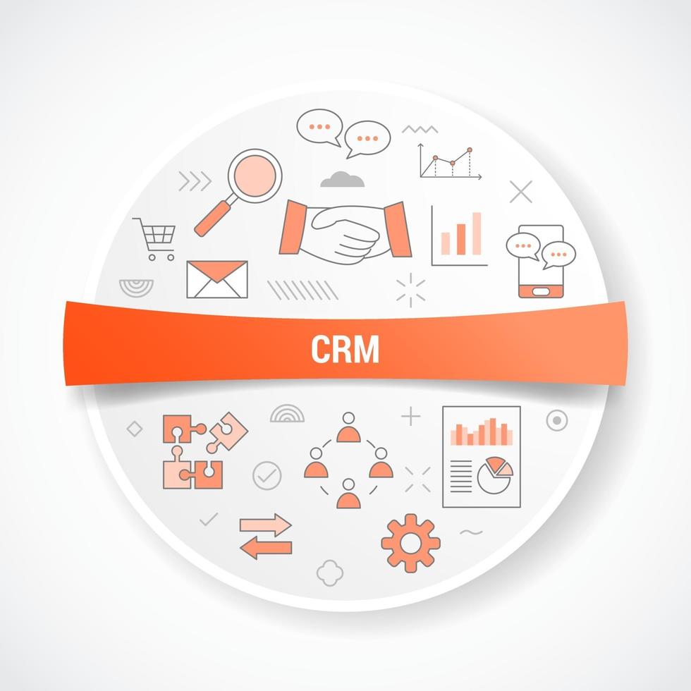 crm customer relationship management with icon concept vector
