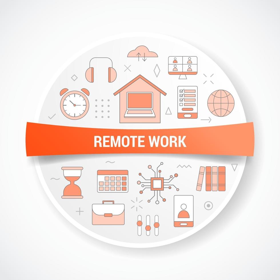 remote work concept with icon concept with round or circle shape vector