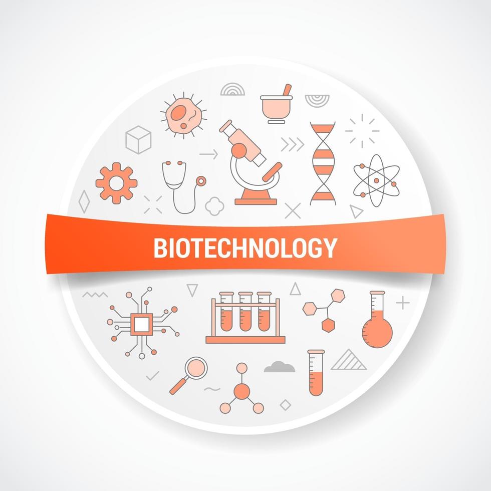 Biotecnología con concepto de icono con forma redonda o circular vector