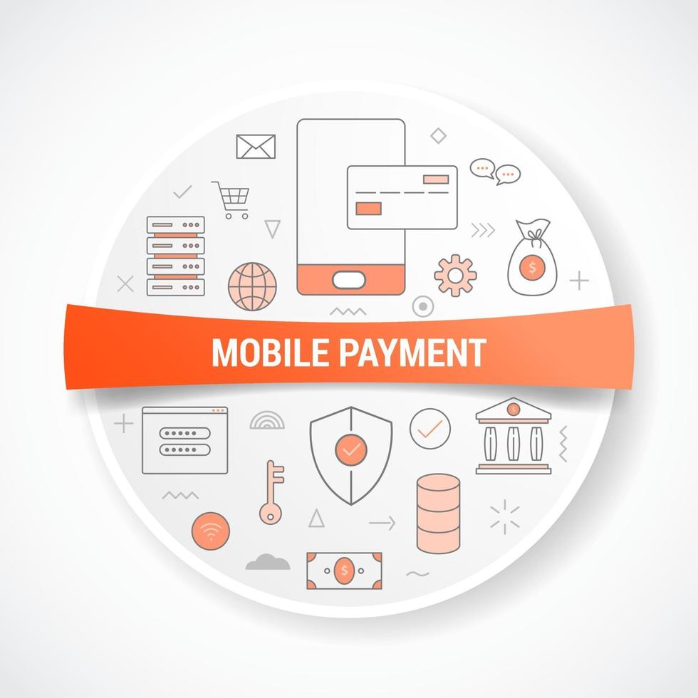 mobile payment with icon concept with round or circle shape vector