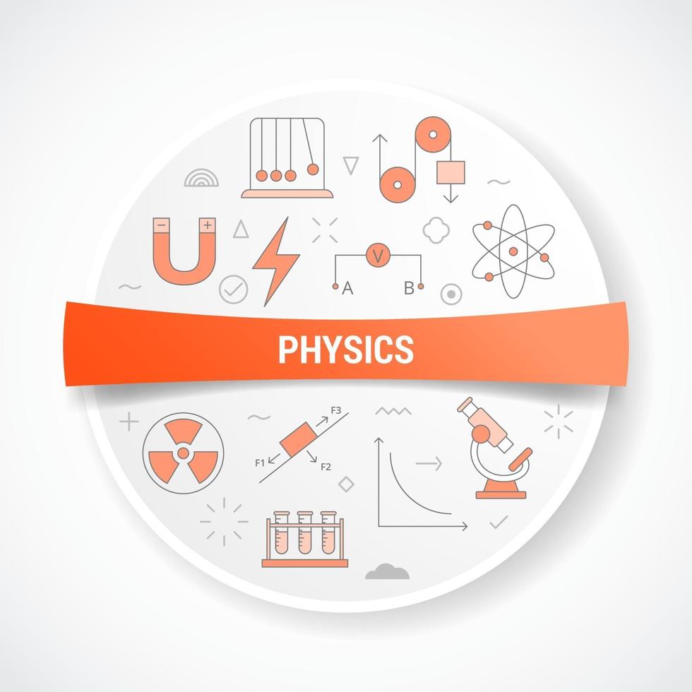 Física con concepto de icono con forma redonda o circular vector