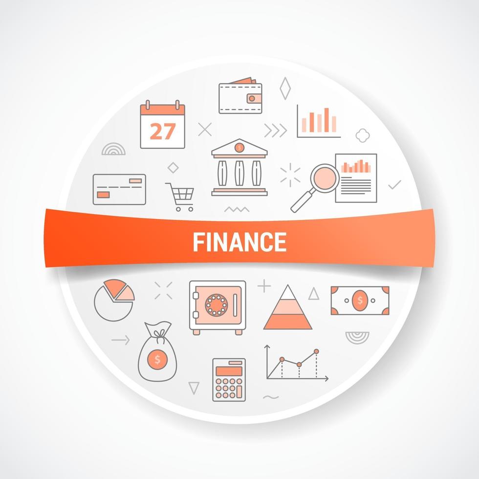 finance or financial with icon concept with round or circle shape vector