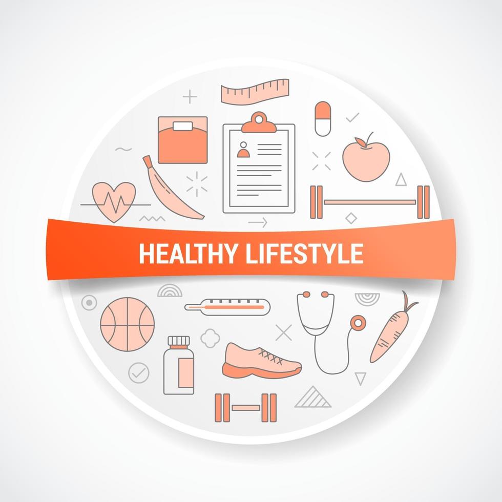 healthy lifestyle with icon concept with round or circle shape vector