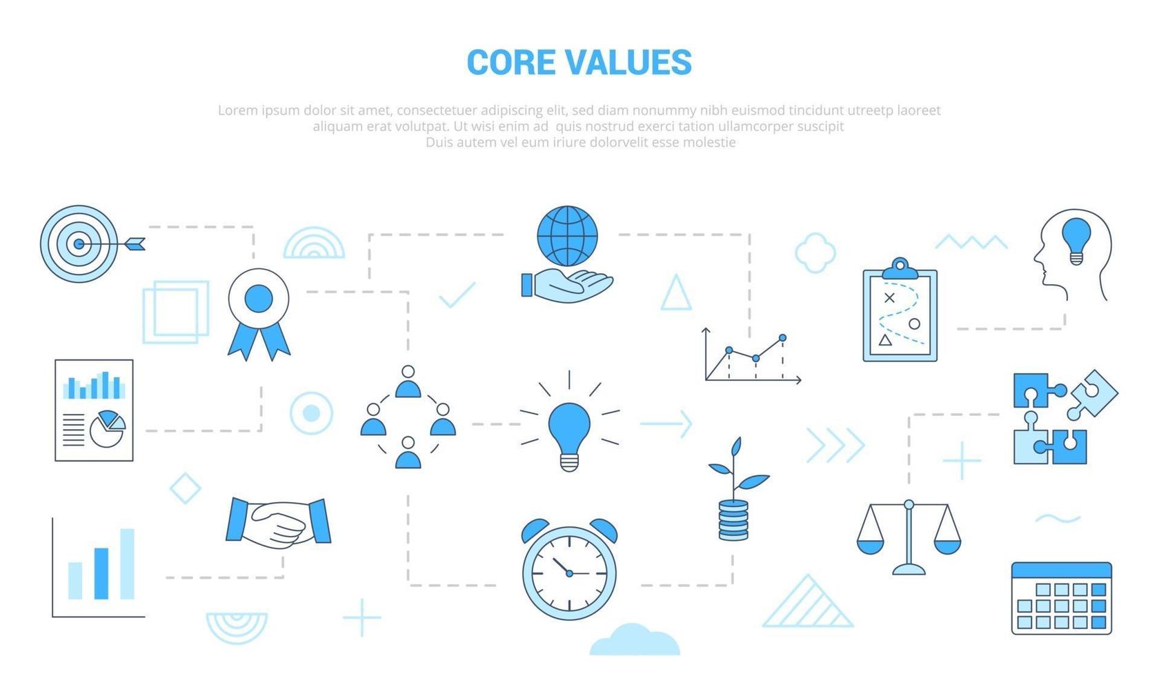 core values concept with icon set template banner vector