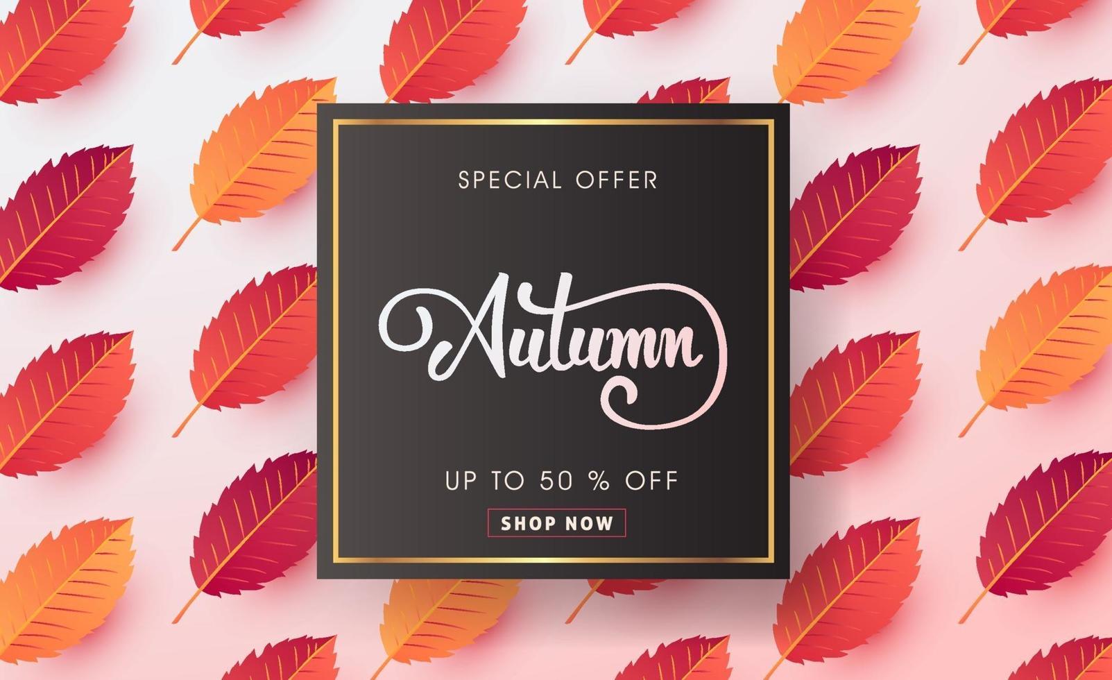 Autumn sale background layout decorate with leaves vector