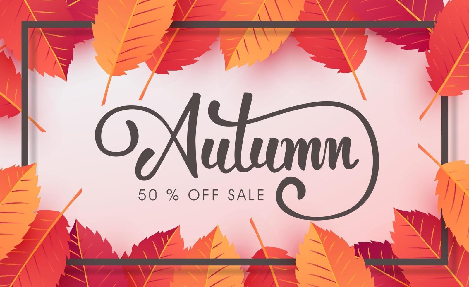 Autumn sale background layout decorate with leaves vector