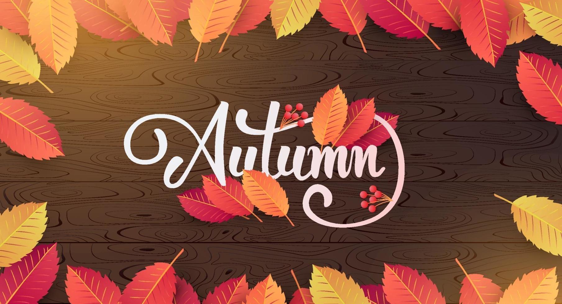 diseño de fondo de banner de otoño decorar con hojas vector