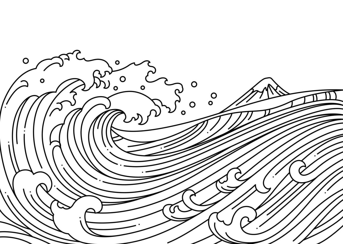 Great oriental wave ocean vector illustration.