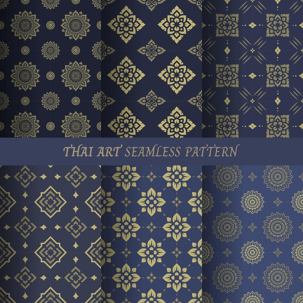 Thai flower pattern seamless wallpaper vector illustration.