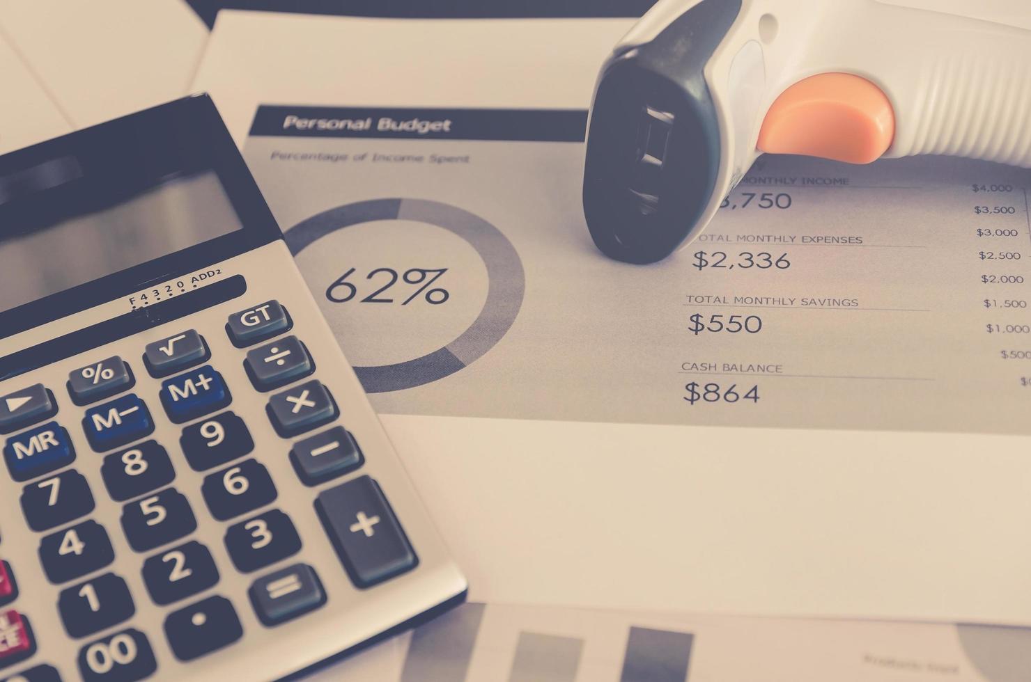 Business concept of financial and accounting with paper sheet. photo