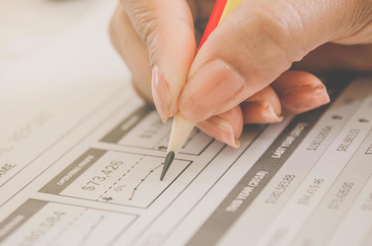 Business concept of financial and accounting with paper sheet. photo