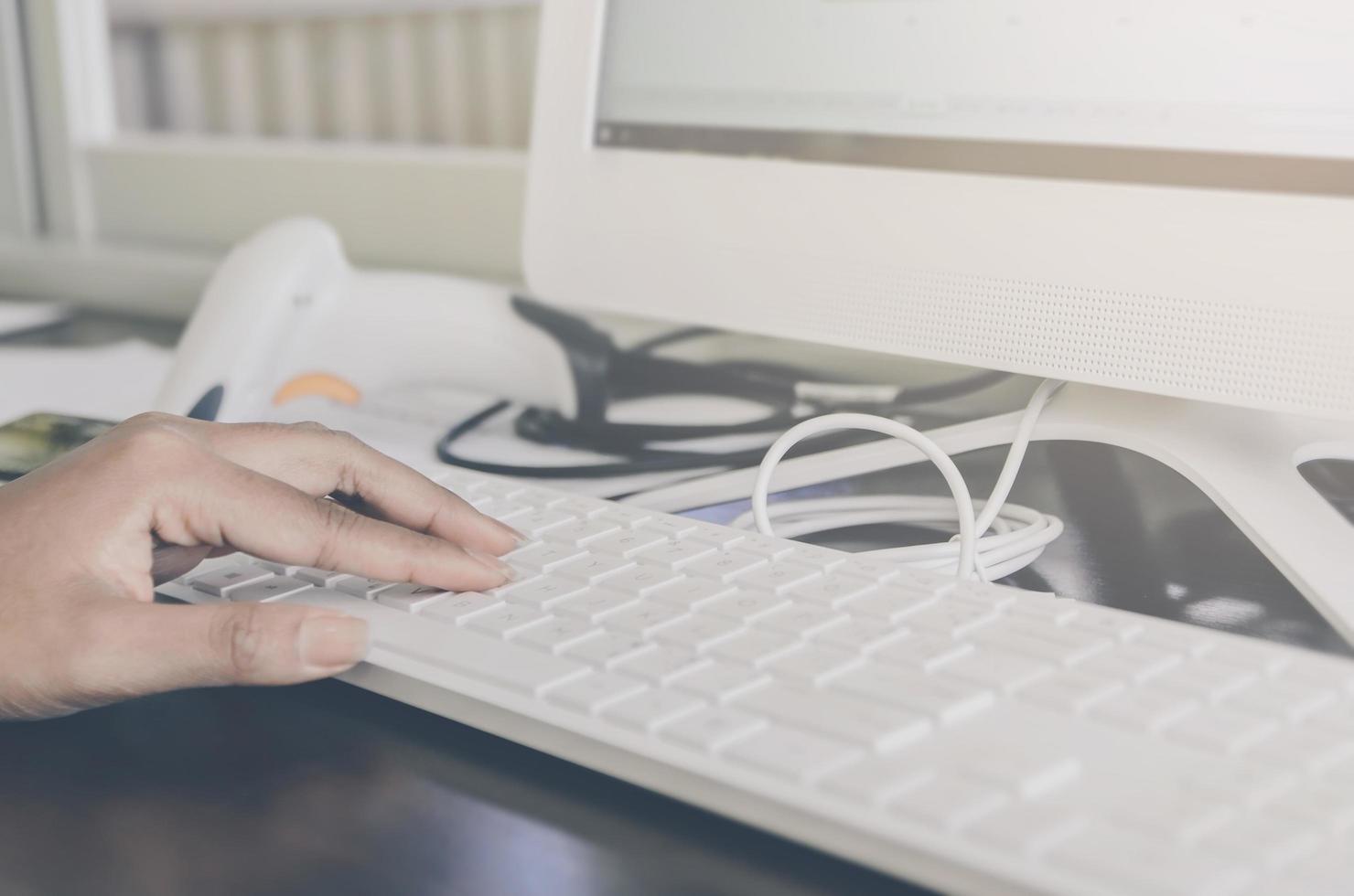 Business concept of financial and accounting with typing keyboard. photo