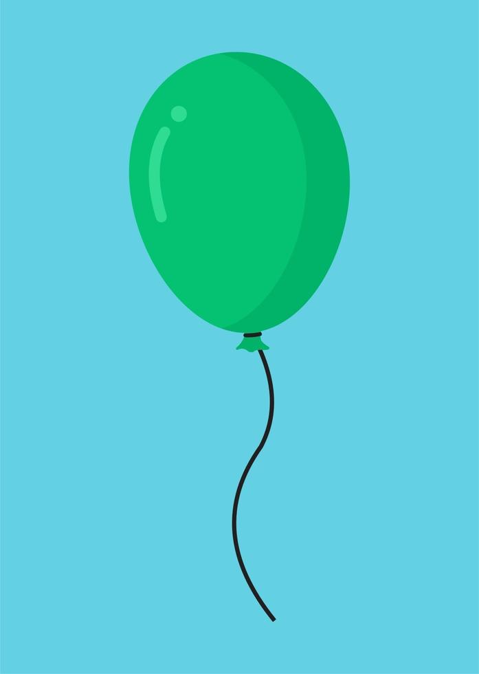 vector illustration of green balloon flying in the sky