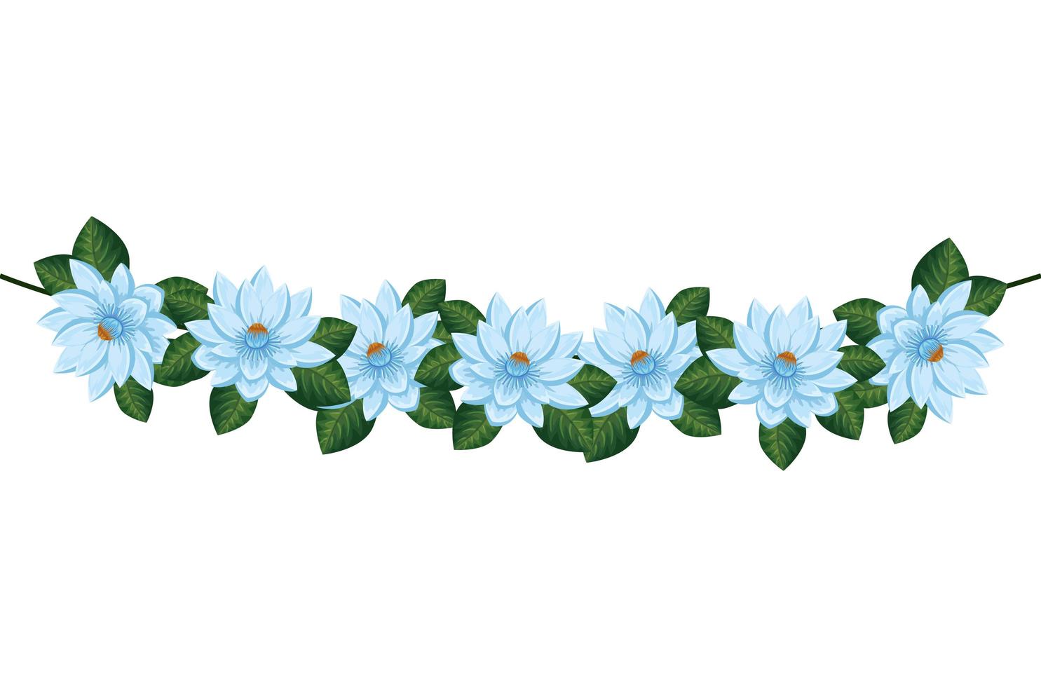 decoration of flowers and leafs isolated icon vector