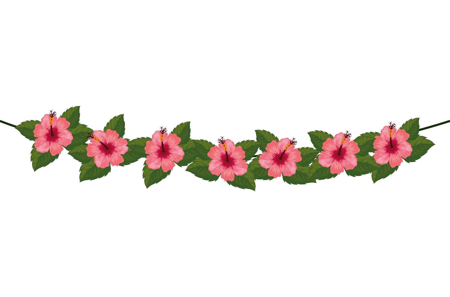 decoration of flowers and leafs isolated icon vector