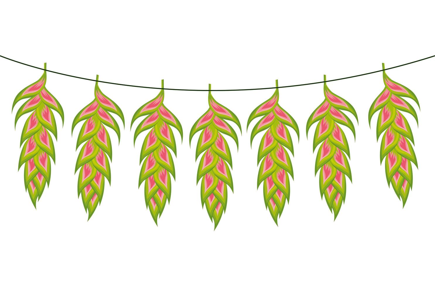 flowers heliconias hanging isolated icon vector