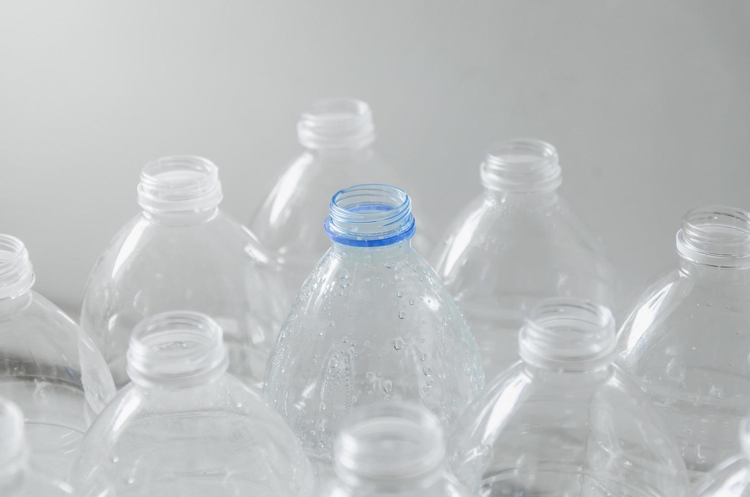 Empty bottles for recycle, Campaign to reduce plastic and save world. photo