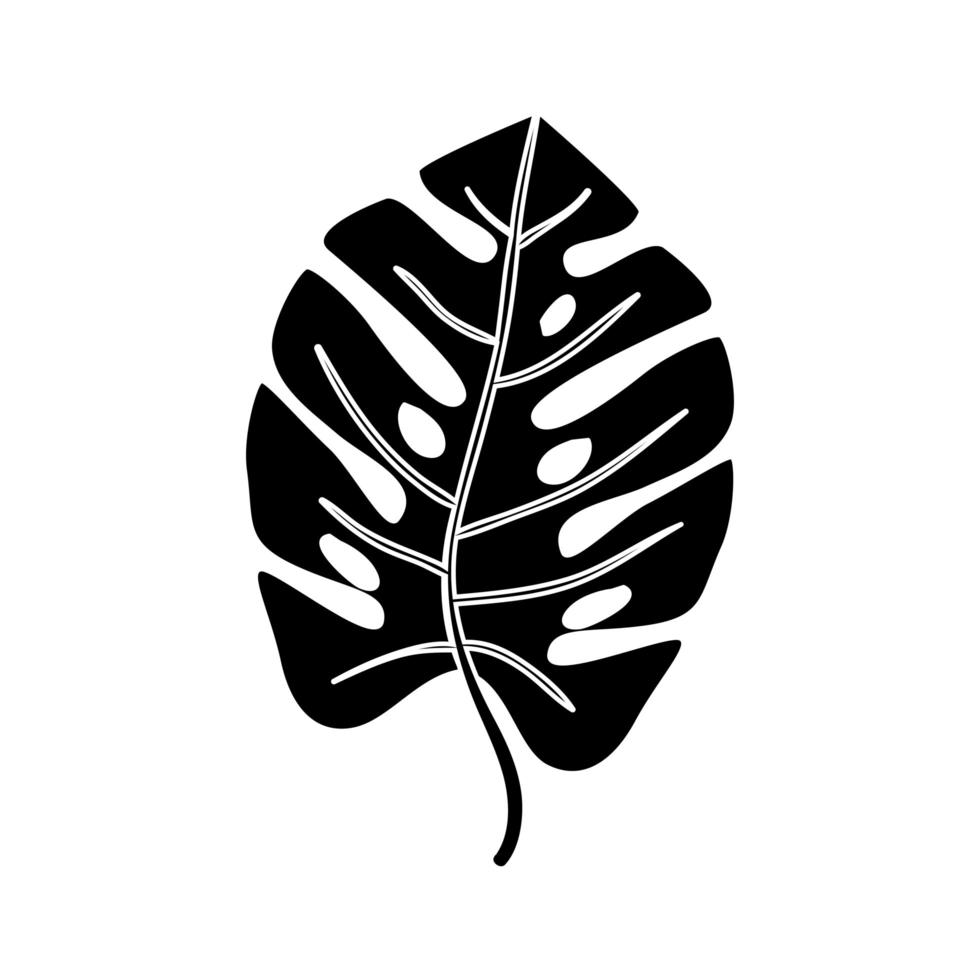 silueta, de, hoja, naturaleza, tropical, aislado, icono vector