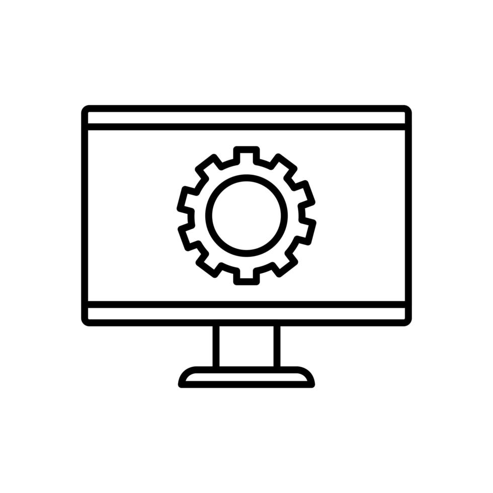 Isolated gear inside computer vector design