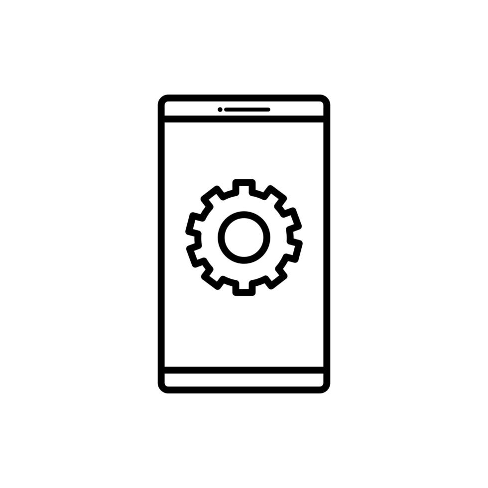 Isolated gear inside smartphone vector design
