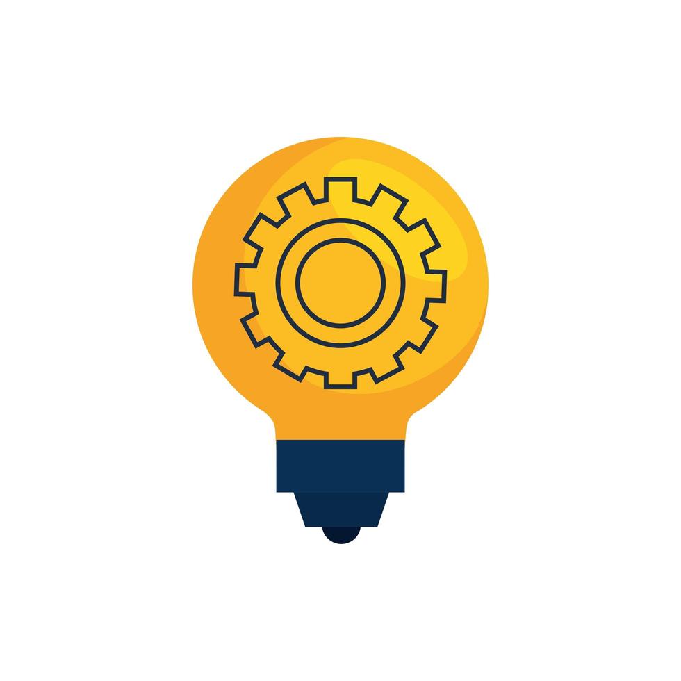 Isolated gear inside light bulb vector design