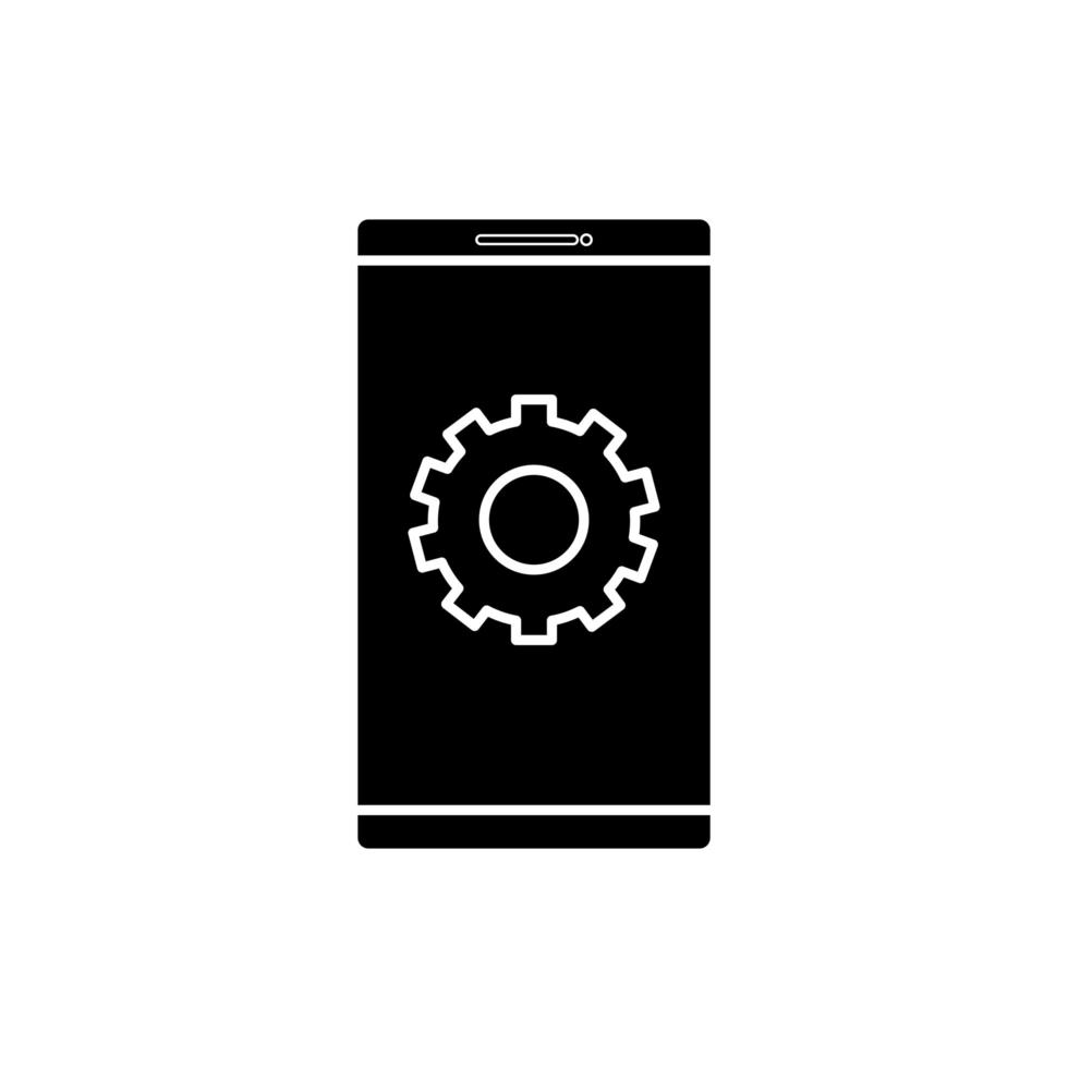 Isolated gear inside smartphone vector design