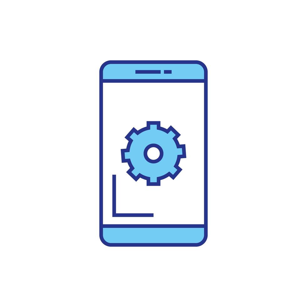 Isolated gear inside smartphone vector design