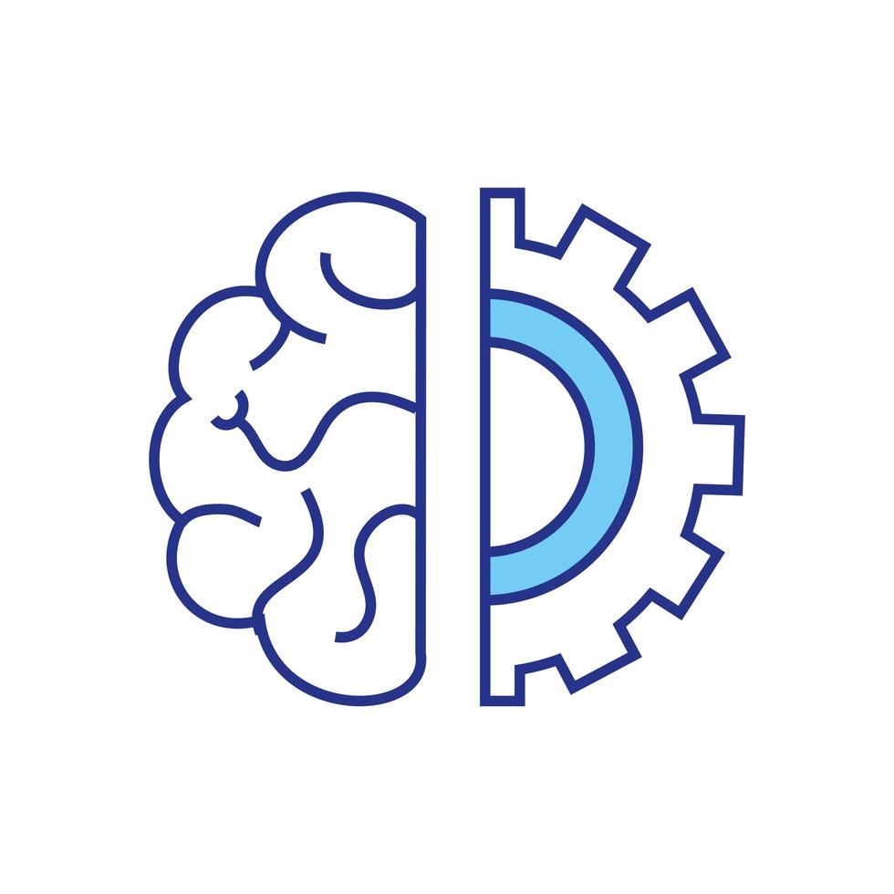 diseño de vector de engranaje y cerebro aislado