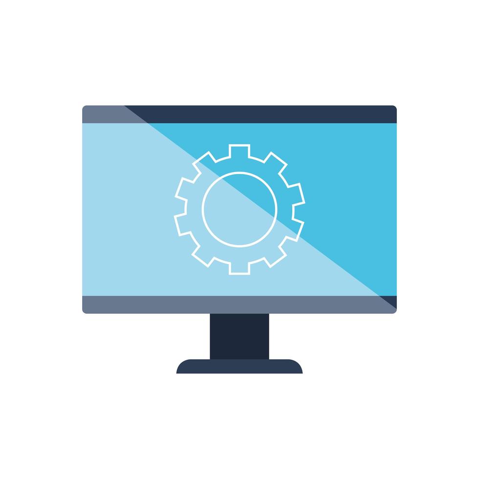 Isolated gear inside computer vector design