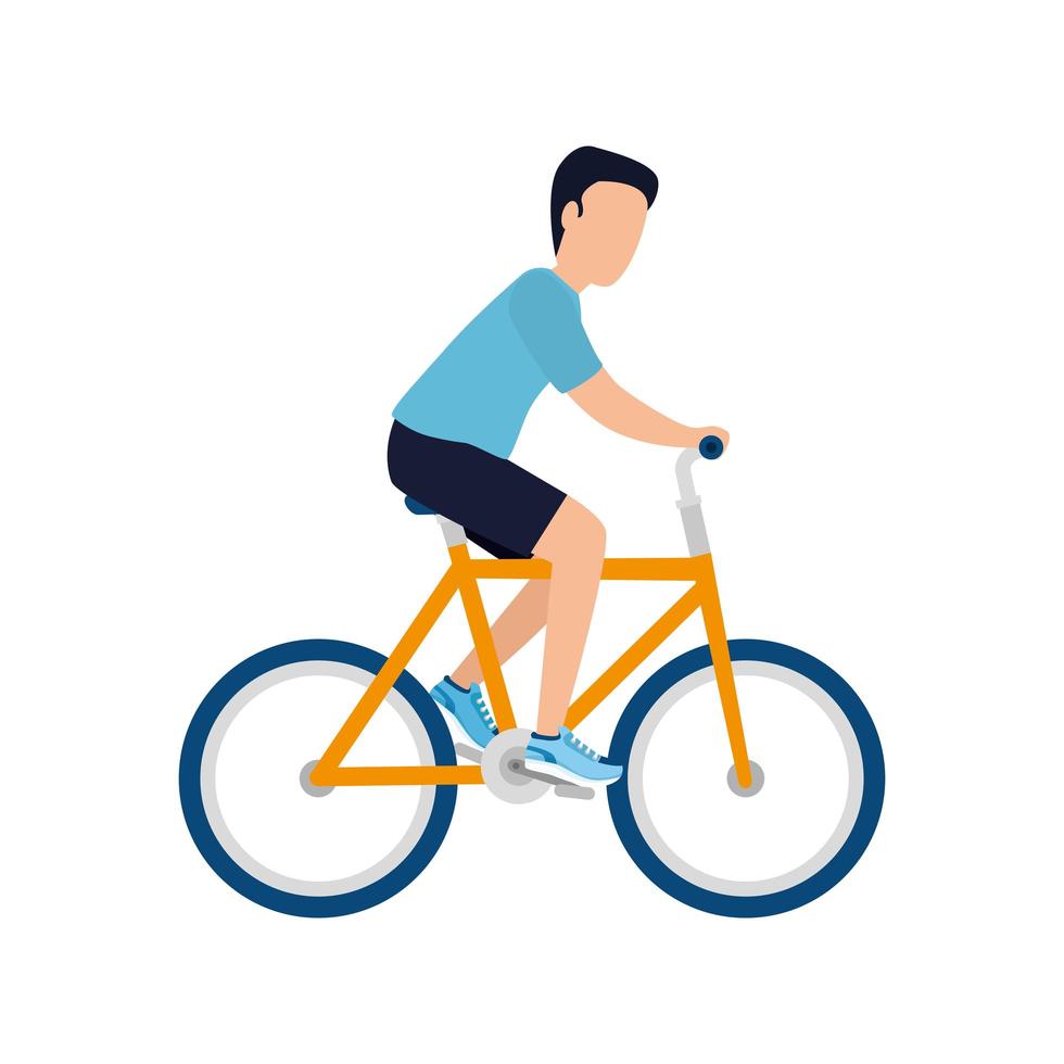 Isolated man with bike vector design