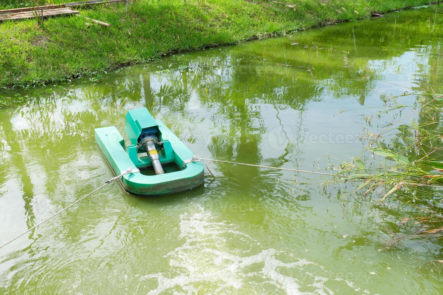 Water cleaning machine in a pond photo