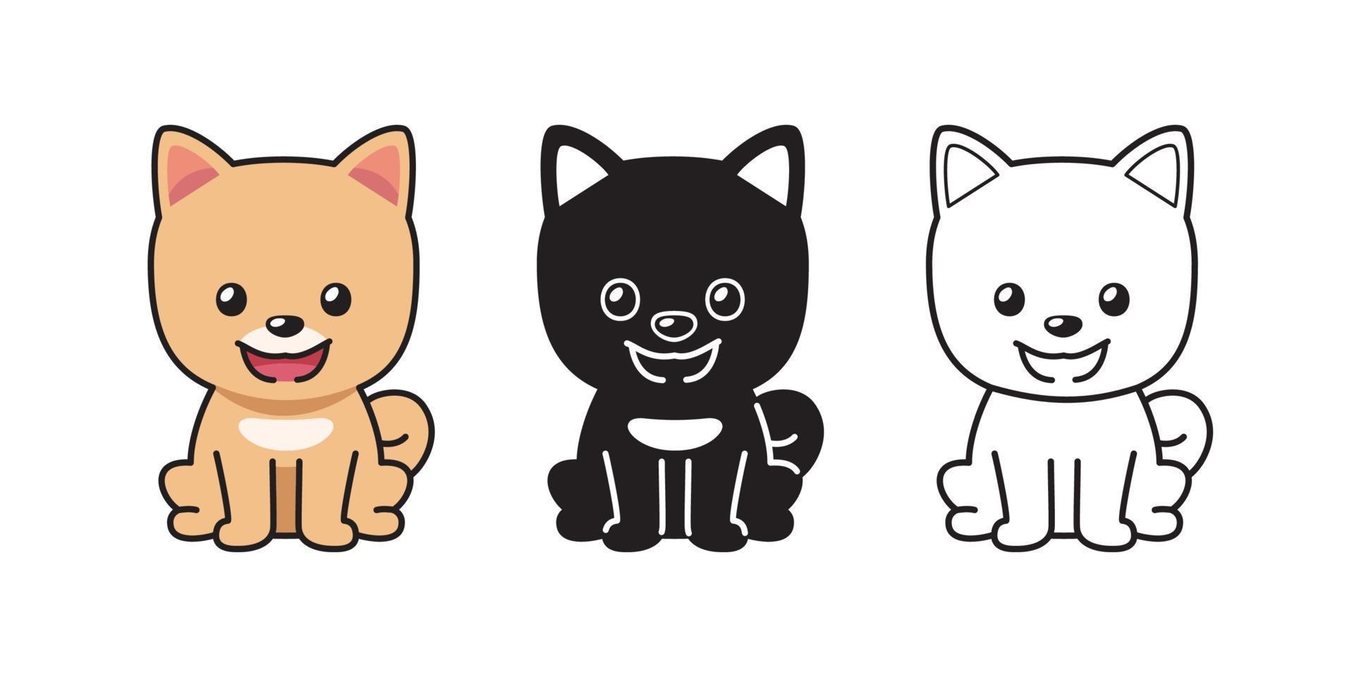 Vector cartoon set of pom pomeranian dog