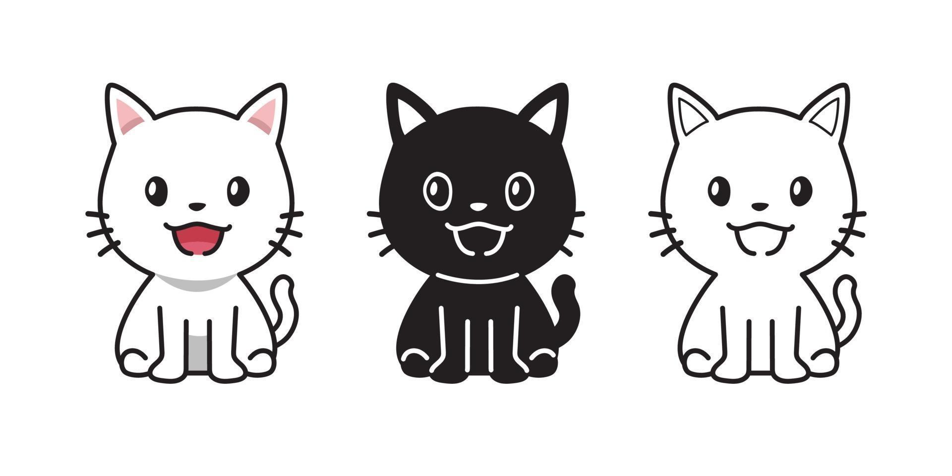 Vector cartoon set of cute cat