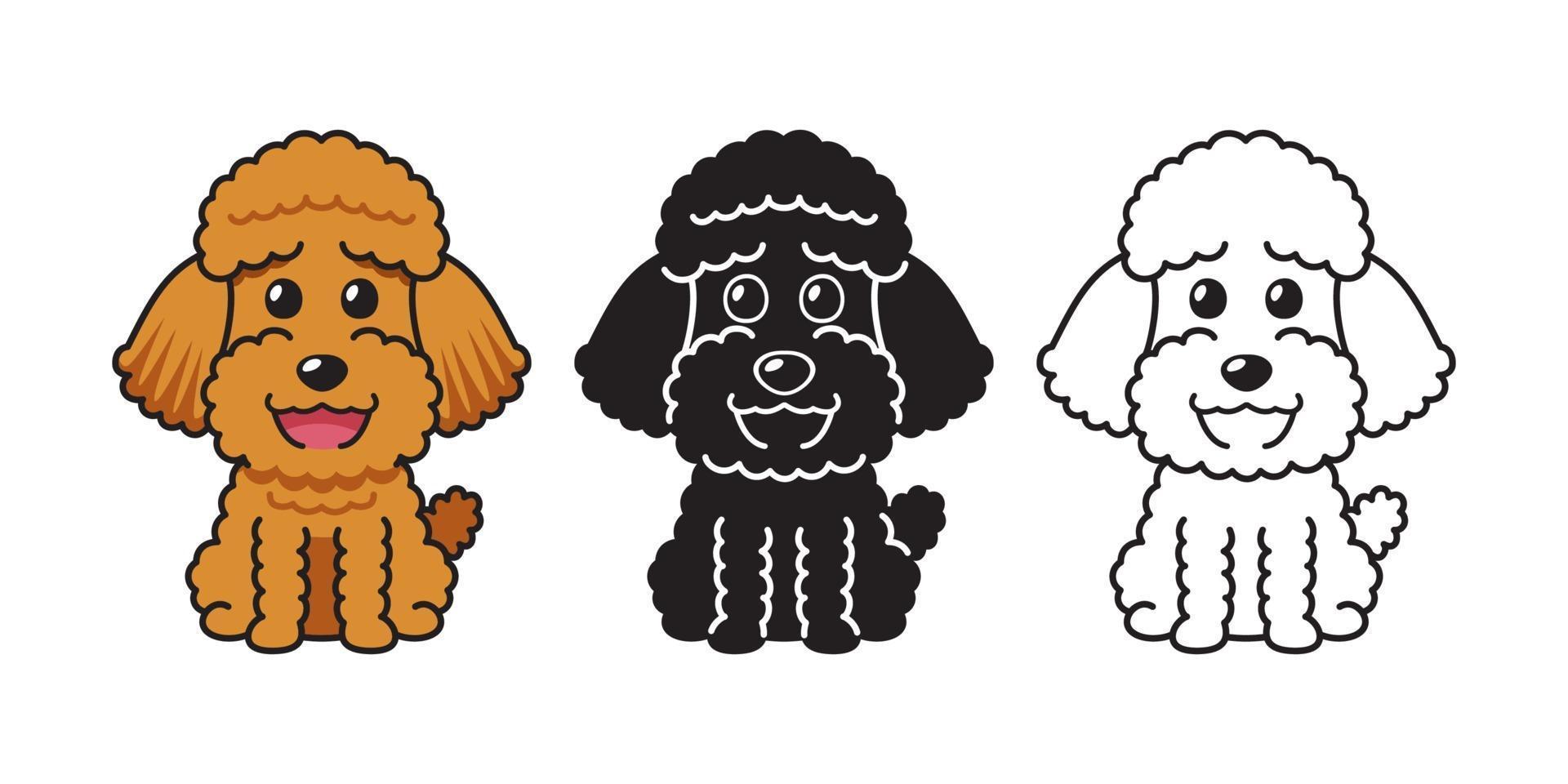 conjunto de dibujos animados de vector de perro caniche