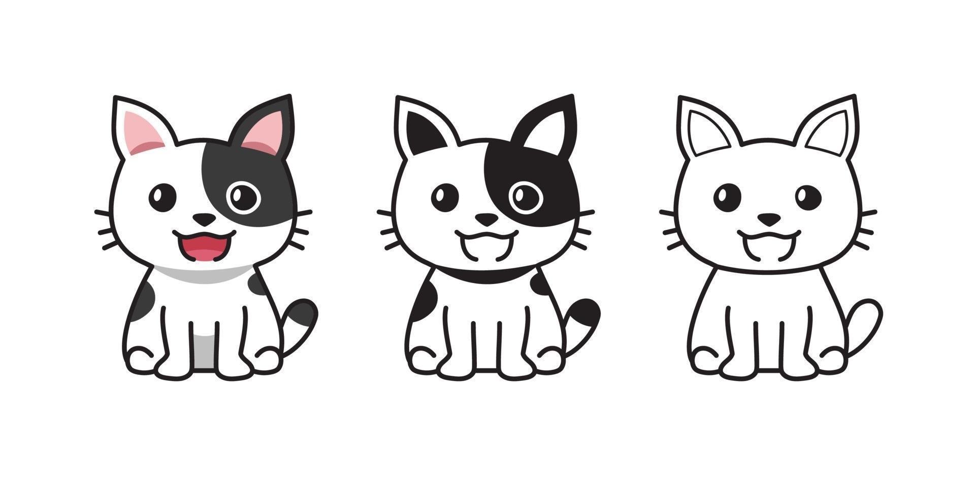 conjunto de gato de dibujos animados de carácter vectorial vector