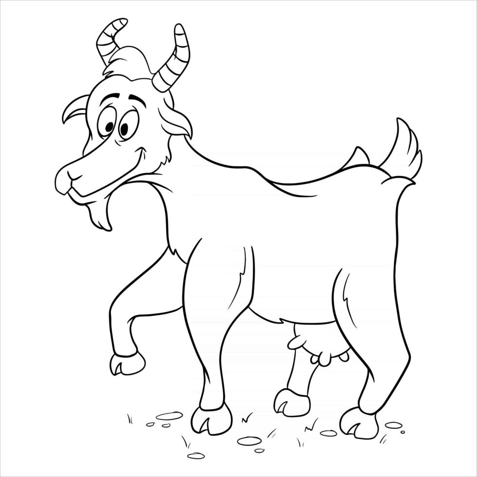 Animal character funny goat in line style coloring book vector