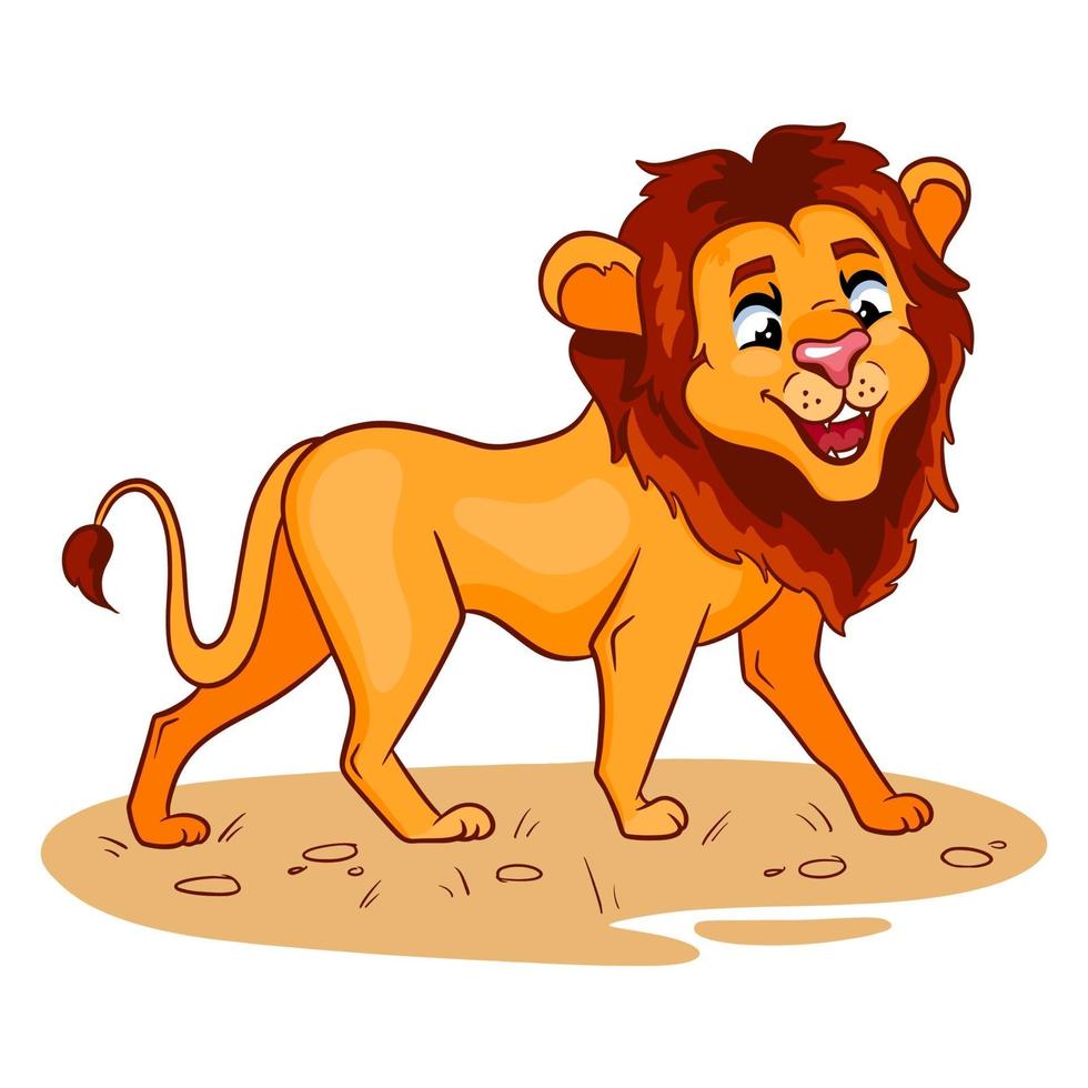 Animal character funny lion in cartoon style. vector