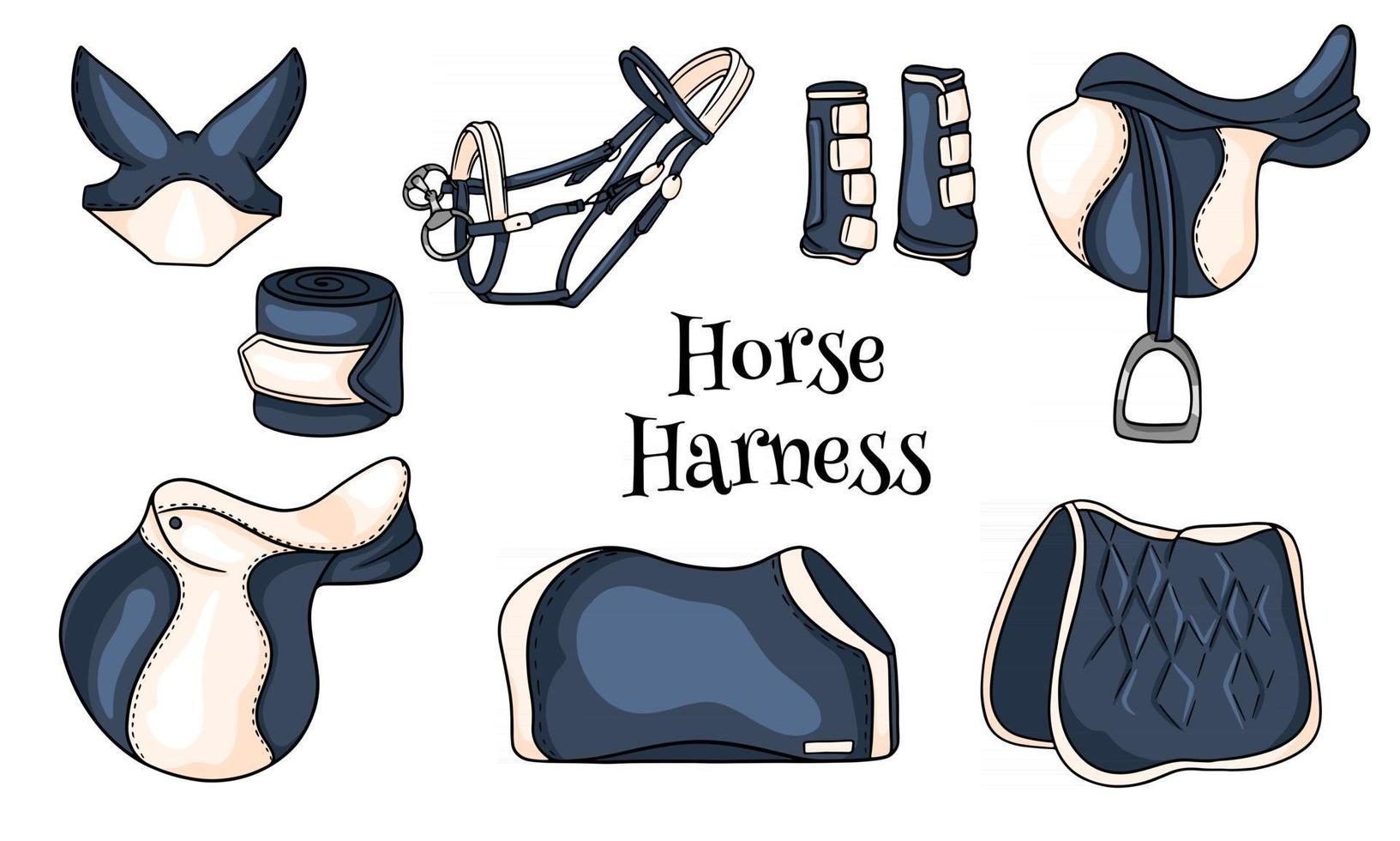 Horse harness a set of equestrian equipment vector
