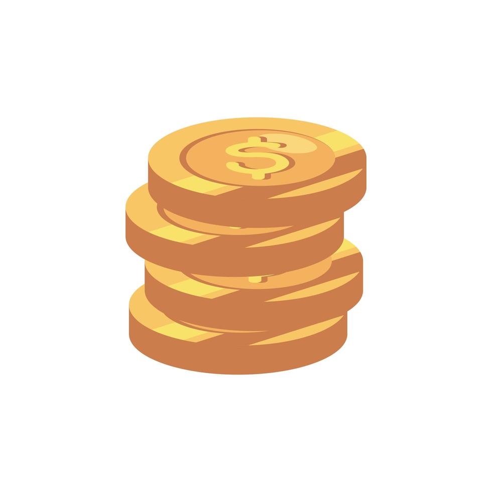 Pila de monedas dinero en efectivo icono aislado vector