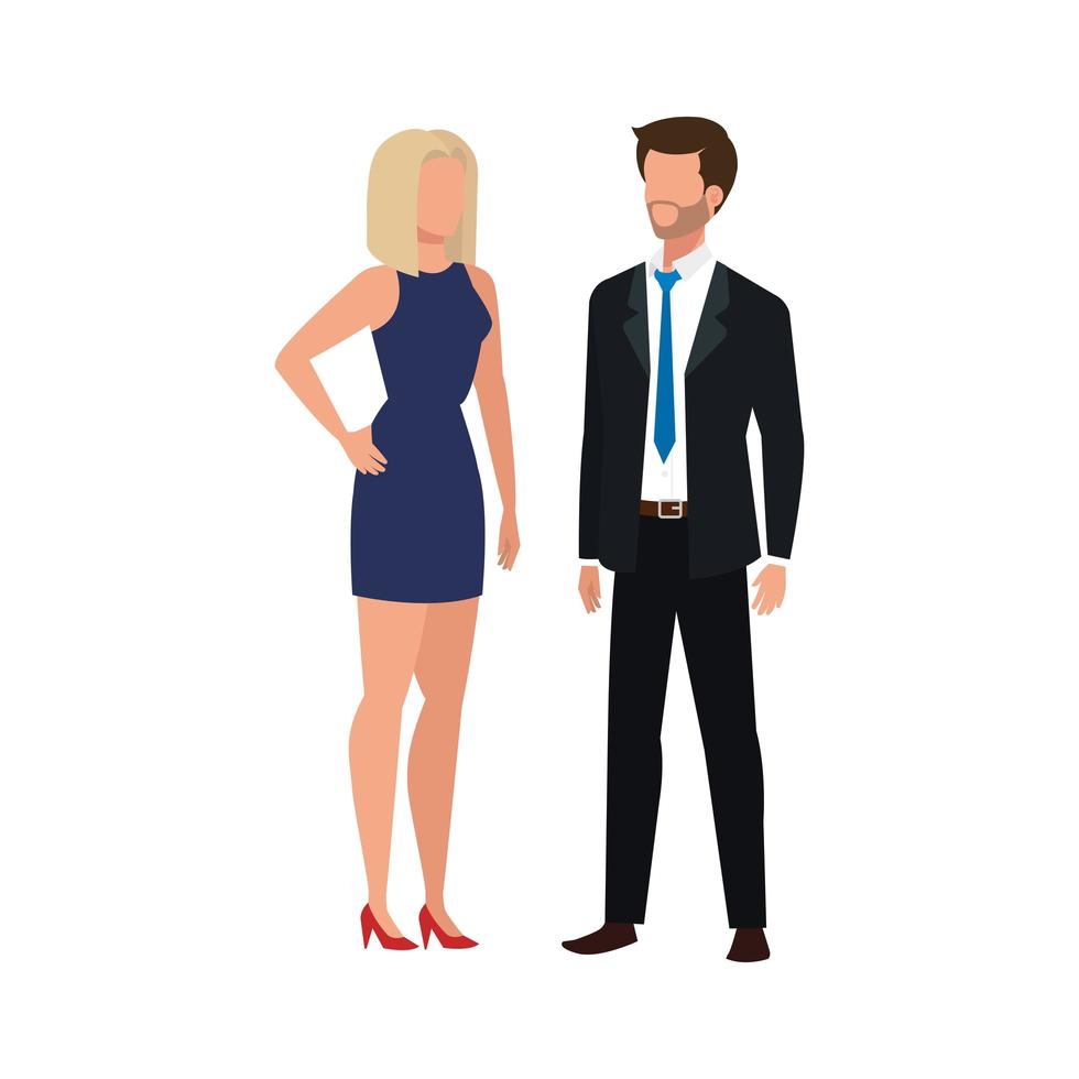 business couple elegant avatar character vector