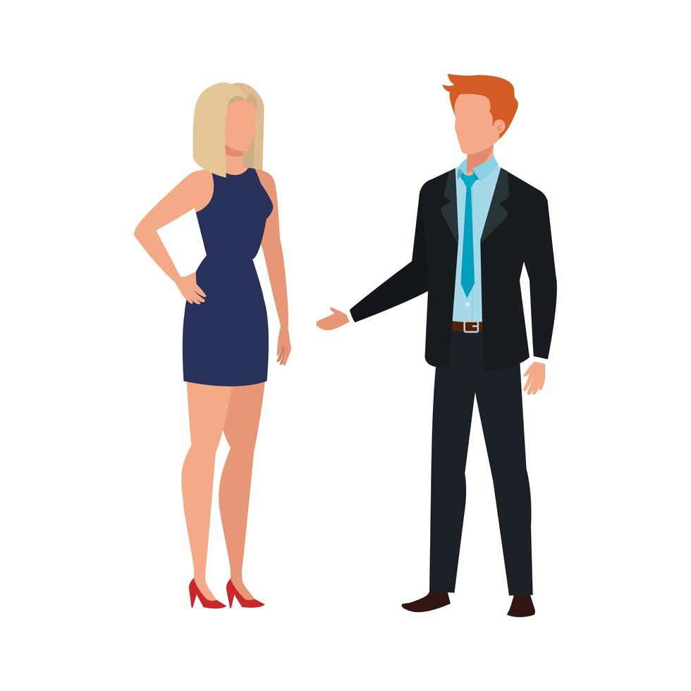 pareja de negocios elegante personaje de avatar vector