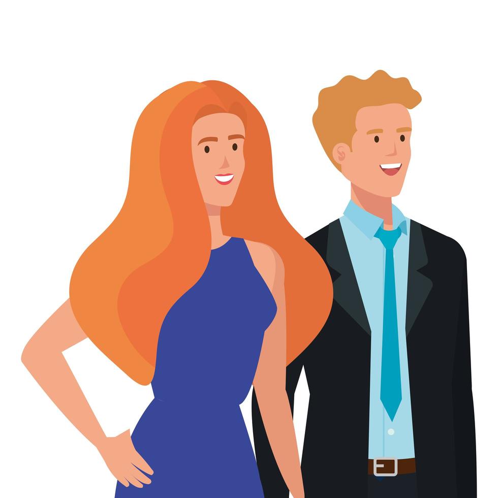 pareja de negocios elegante personaje de avatar vector