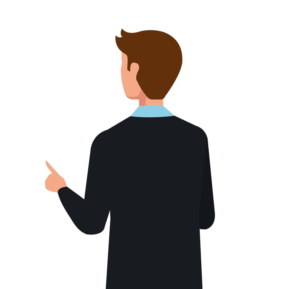 back businessman elegant avatar character icon vector